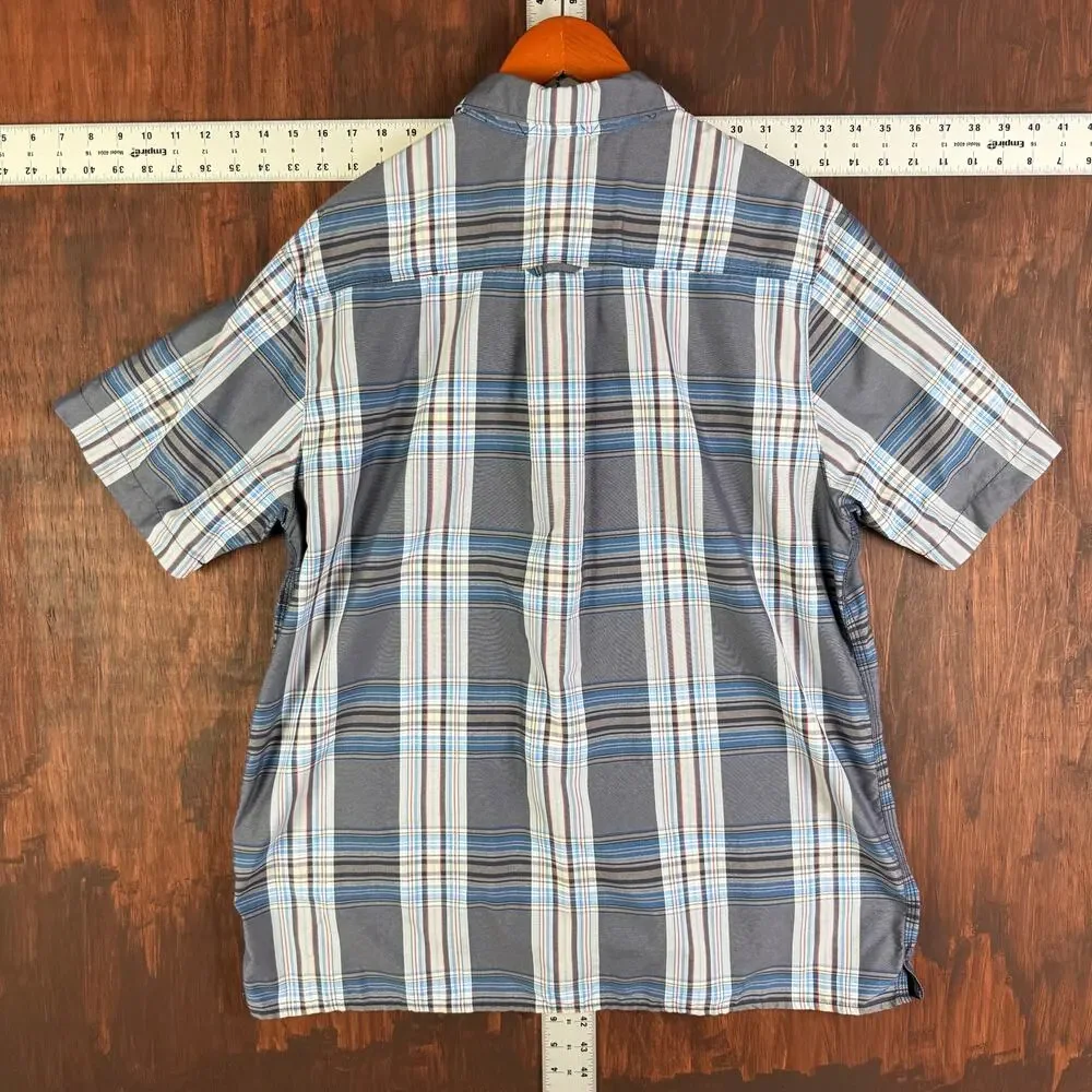 The North‎ Face Lightweight Short Sleeve Plaid Shirt Utility Hiking Blue Mens XL